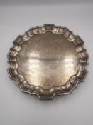 An Art Deco stepped edge sterling silver mint dish with hoof feet. Hallmarked: JWCo for Josiah