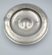 A Mappin and Webb 20th century sterling silver bowl with engraved inscription. Hallmarked:MW,