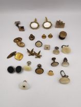 A collection of vintage cufflinks and studs, including two 18ct yellow gold stud backs. Weight 1.55g
