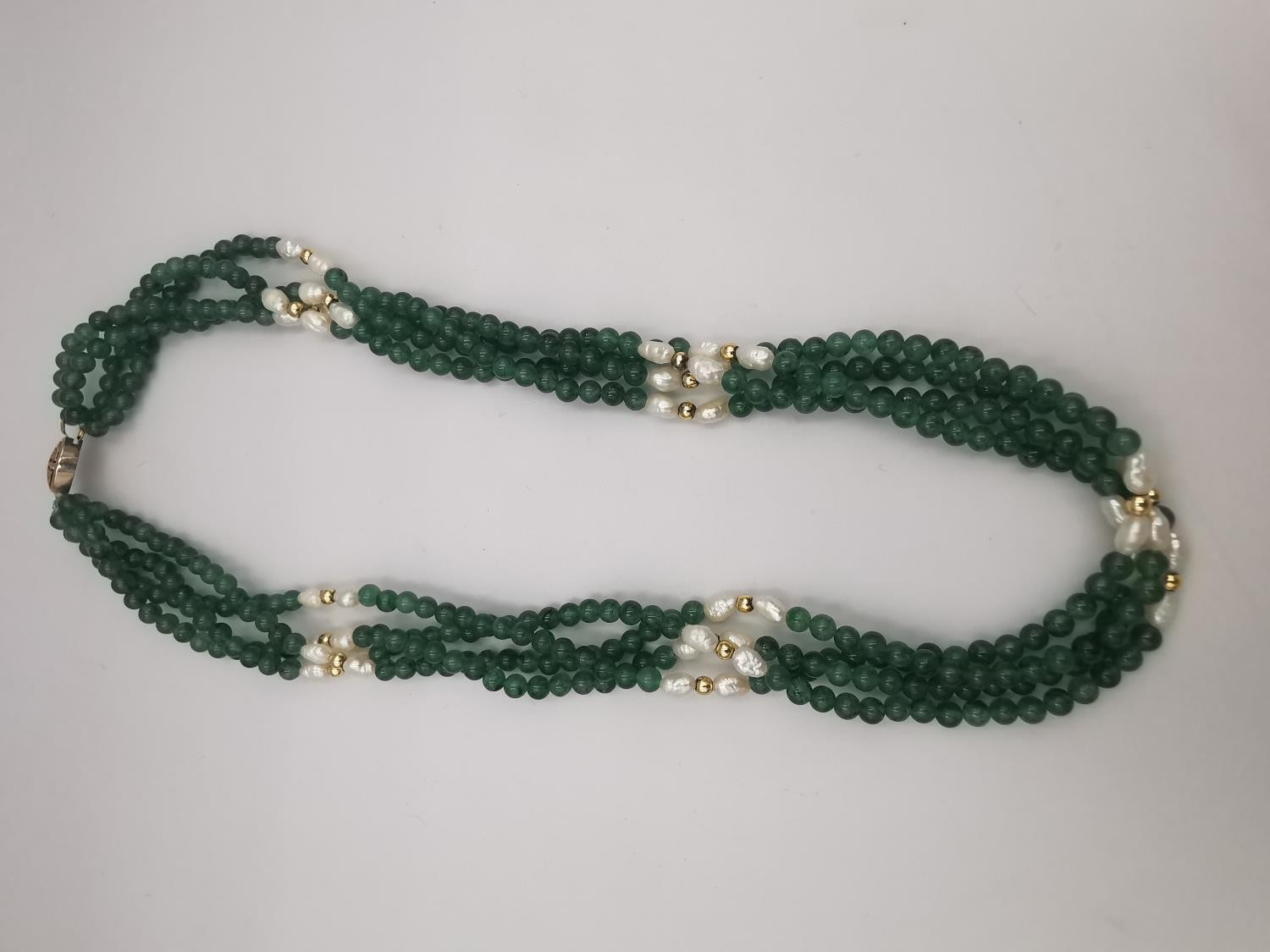 A collection of gemstone jewellery, including a garnet bead rope necklace and bangle, a green - Image 5 of 14