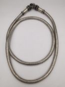 A early 20th century Yemeni solid silver rope chain belt with hook fitting. Weight 230g L.86 cm.