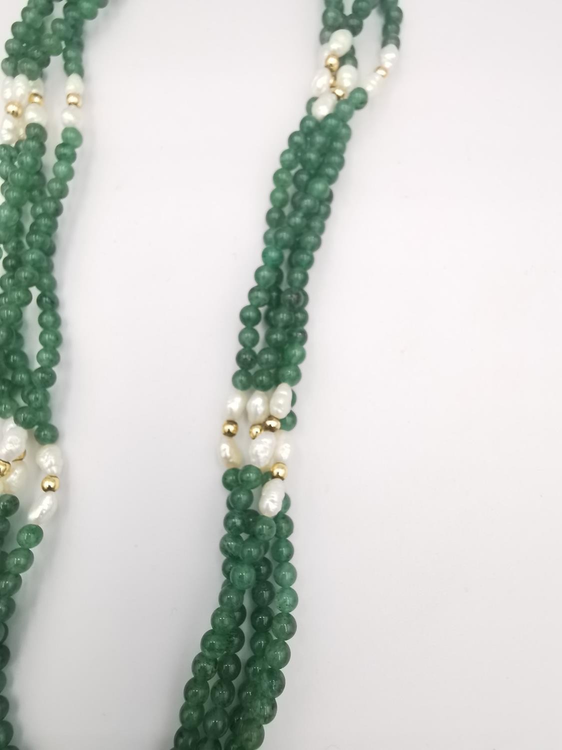 A collection of gemstone jewellery, including a garnet bead rope necklace and bangle, a green - Image 6 of 14