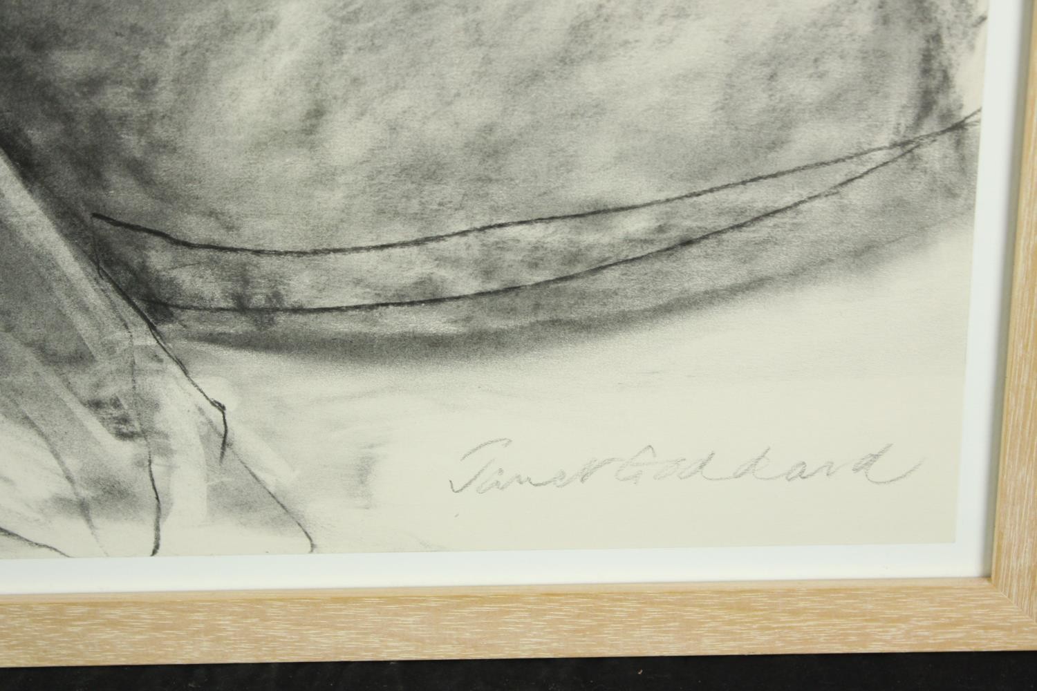 Charcoal nude. Signed Janet Goddard. Framed and glazed. H.66 x W.90 cm. - Bild 3 aus 4