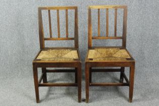 Dining chairs, pair, 19th century country oak.