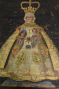Infant Jesus of Prague. Oil on canvas. Religious icon. A well executed and highly detailed
