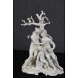 A fine white porcelain figure group. In the style of Gian Lorenzo Bernini. Artist monogram on