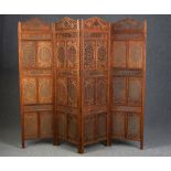 Screen or room divider, Eastern carved and pierced hardwood. H.190 W.204