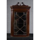 Corner cabinet, hanging type, Georgian mahogany. H.112 W.65