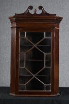 Corner cabinet, hanging type, Georgian mahogany. H.112 W.65