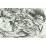 Charcoal nude. Signed Janet Goddard. Framed and glazed. H.66 x W.90 cm.