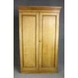 Hall cupboard, 19th century pine with later internal fittings. H.208 W.126 D.56 cm.