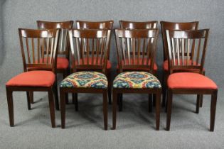 Dining chairs, a set of eight, contemporary in teak.