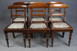 Chairs, a set of six 19th century mahogany. H.88 W.45 D.46cm