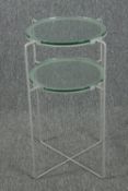 Lamp table, vintage style glass and painted metal. H.67 Dia.45cm.