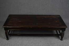 Coffee table, Indian hardwood. H.42 W.152 D.75 cm.