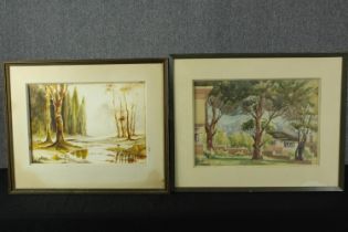 Josef Osser (South African 1908-1988). Watercolour landscapes. Signed by Osser lower left. Another