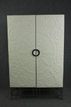 Wardrobe or linen cupboard, contemporary embossed by Kare Design. H.176 W.111 D.56cm.