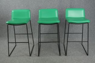Bar stools, contemporary metal and faux leather. H.80cm. (each)