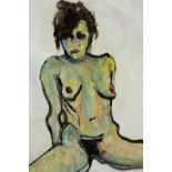 Nicky Arscott (British b. 1983). Oil on board. Nude titled 'Katrina Mclean (Spanked)' 2011. Signed