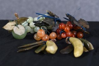 Fruit made from various hardstone including marble and agate. Mid twentieth century.