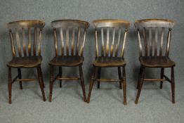 Dining chairs, 19th century Windsor stick backs, beech and elm.