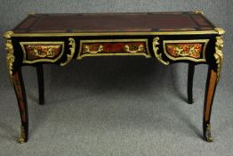 Bureau Plat, 19th century Boulle style with ormolu mounts, H.82 W.139 D.70cm.