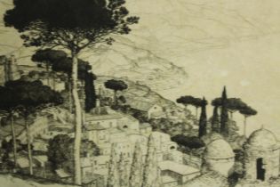 Frank Marriot, Etching. Rovello, Italy. Signed bottom right. The artists is a 'Master of Goldsmiths'