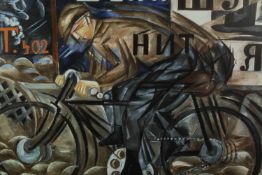 Natalia Goncharova. Cyclist. Poster. Framed and glazed. H.65 W.82 cm.