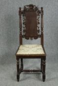 Hall chair, 19th century oak Carolean style.
