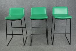 Bar stools, contemporary metal and faux leather. H.80cm. (each)