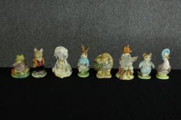 Beswick. Eight Beatrix Potter ceramic figures. Including Peter Rabbit, Jemima Puddle-Duck