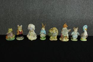 Beswick. Eight Beatrix Potter ceramic figures. Including Peter Rabbit, Jemima Puddle-Duck