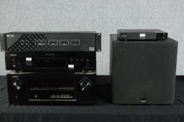 A Denon and Bowers & Wilkins HI-FI stack made up of a Bowers & Wilkins Asw608, sub woofer and pair
