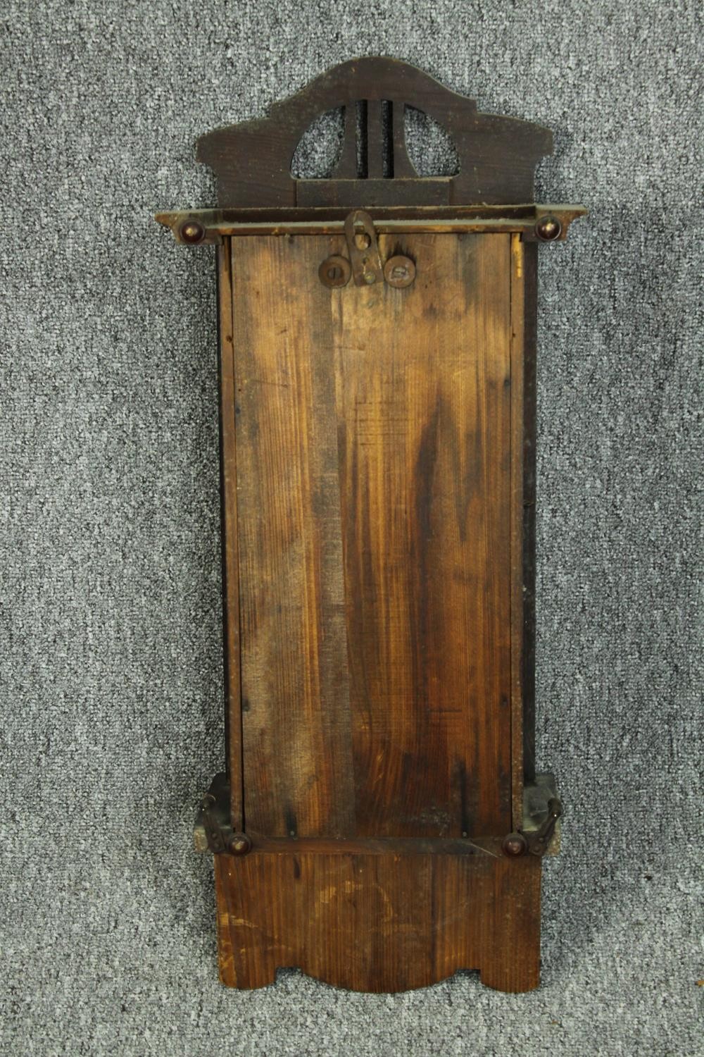 Wall clock, late 19th century mahogany with Art Nouveau style brass mounts. H.70 W.30 cm. - Image 5 of 5