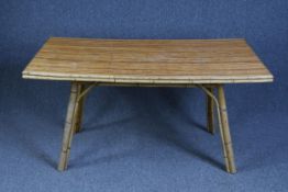 Conservatory table, vintage bamboo and rattan. H.72 W.148 D.85 cm.