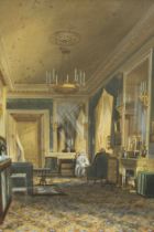 James Roberts (British, 1791- 1867) An interior scene for which the artist was well known. A