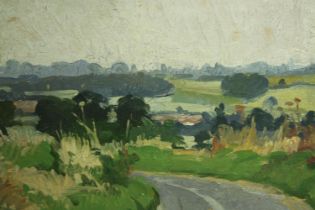 Peter John Garrard (British. 1929-2014). Landscape painting titled 'Near Buckinghamshire'. Framed.