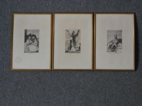Francisco Goya (Spanish. 1746 – 1828. Three etchings from Los Caprichos (The Caprices). Including '