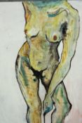 Nicky Arscott (British b. 1983). Oil on board. Nude titled 'Katrina Mclean (Spanked)' 2011. Signed