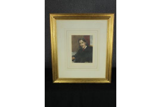 A hand coloured engraving of Robert Louis Stevenson, Scottish novelist and essayist. Signed by the - Image 2 of 4