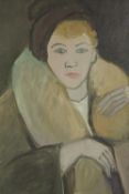 Katia Zoubtchenko, (B. 1937). Oil on canvas. Portrait, framed. H.82 W.65 cm.