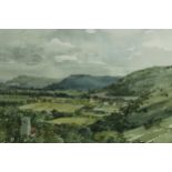 John Edwin Blake (British b. 1927). Watercolour titled on the back 'A view of the Downs Sussex'.