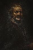 A 19th century framed oil on canvas portrait of Rembrandt, unsigned. H.91 W.74cm.