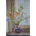 Print titled a 'Vase of Tiger Lillies'. Signed lower right 'Rosalind'. Numbered 25 from an edition