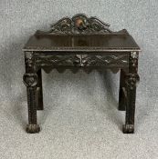 Console table, late 19th century carved oak fitted with a frieze drawer. H.90 L.94.