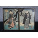 A pair of Japanese woodcut prints. Portraits. Signed with the artist's seal. Framed and glazed. Each