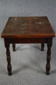 A mid 20th century oak draw leaf table. H.72 W.152 D.91cm. (ext)