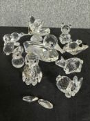 Ten boxed Swarovski Silver Crystal animals, including, a frog, a pig, a kiwi and a mouse. Makers