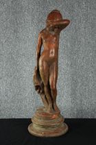 A well finished terracotta female figure. Unsigned. H.76 cm.