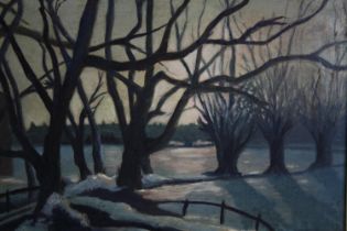 D. F. White. Winter landscape. Signed lower left. Framed. H.36 W.46 cm.